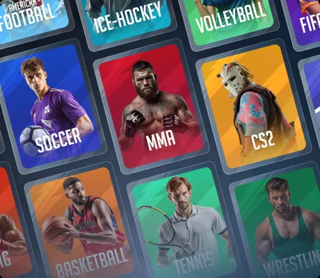 Banner secțiune Sportsbook Rainbet cu fotbal, MMA, CS2, baschet și tenis